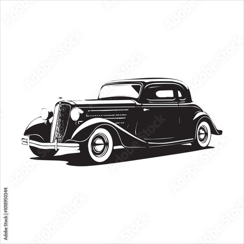 american carIllustration of a vintage car vector art. Black lines sticker on white Background, car, auto, automobile, vehicle, transport, sports, transportation, luxury, sport, speed, toy, classic, 