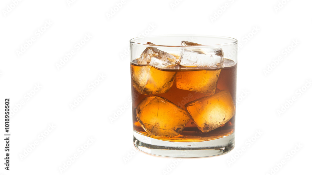 A glass of ice cold beer with ice cubes in it A glass of ice cold beer with ice cubes in it
