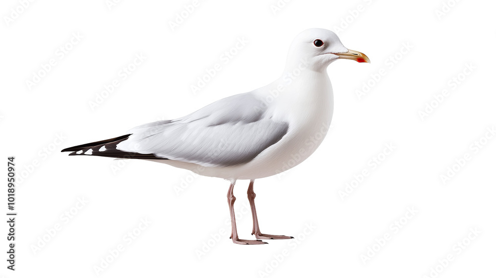 A white seagull stands on a white background A white seagull stands on a white background