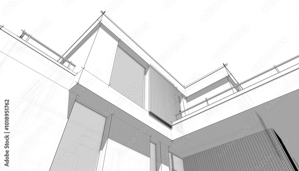 house building sketch architectural 3d illustration house building sketch architectural 3d illustration