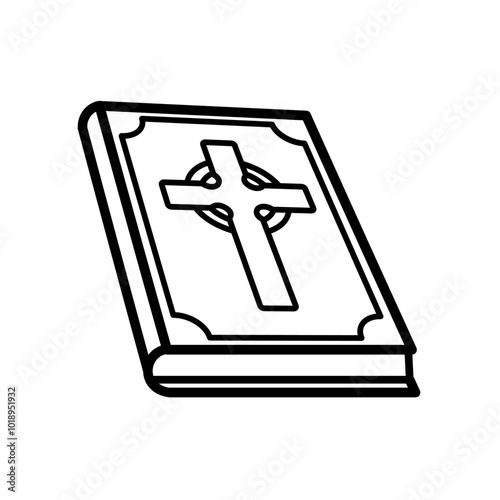 holy  bible with golden cross - vector  icon