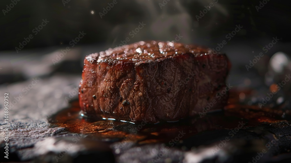 Captivating food photography of a juicy steak showcasing its rich coloration and texture Captivating food photography of a juicy steak showcasing its rich coloration and texture