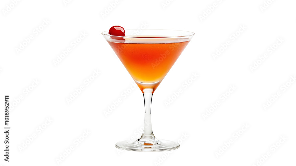 A glass of red liquid with a cherry on top