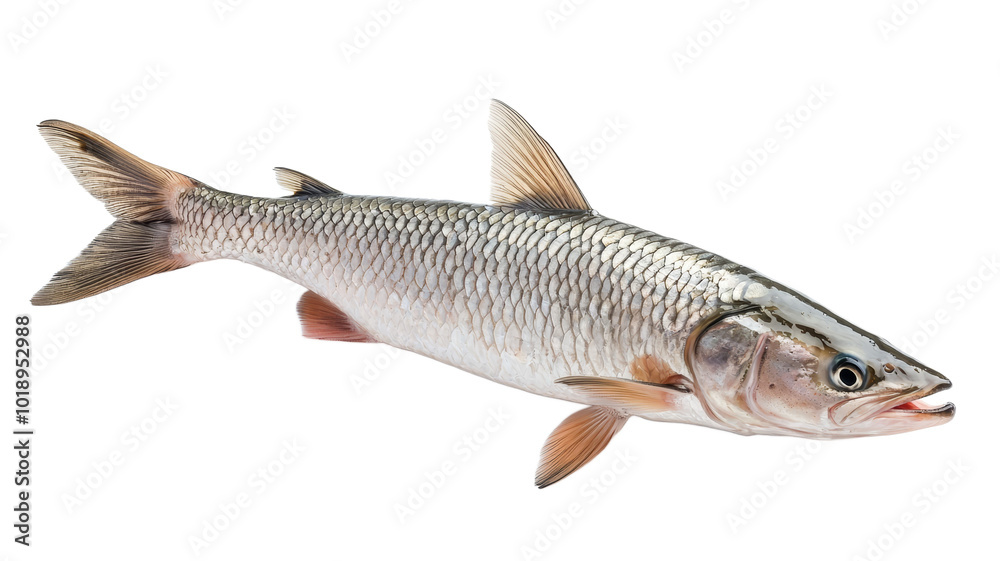 A large fish with a sharp fin and a mouth