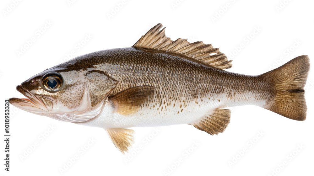 A fish is shown in a white background A fish is shown in a white background
