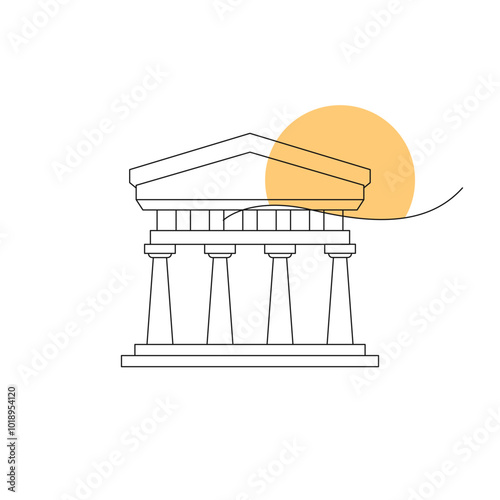 Bank vector linear icon. Icon of Greek theater with columns vector. Roman amphitheater icon. Pantheon icon. An ancient building on a pedestal with columns in the Greek and Roman styles.