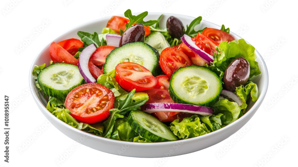 A salad with tomatoes, cucumbers, and onions A salad with tomatoes, cucumbers, and onions