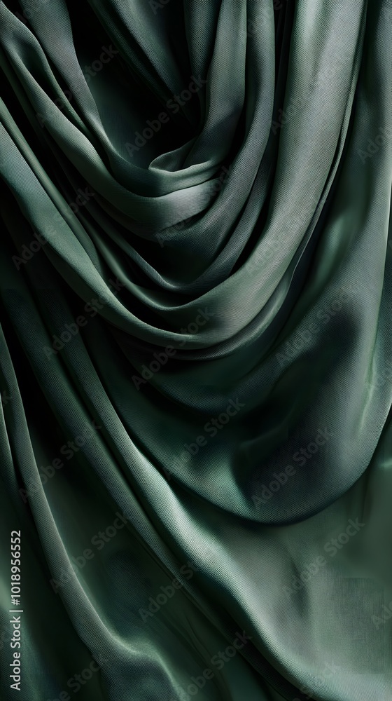 Fototapeta premium Silk fabric in a green color