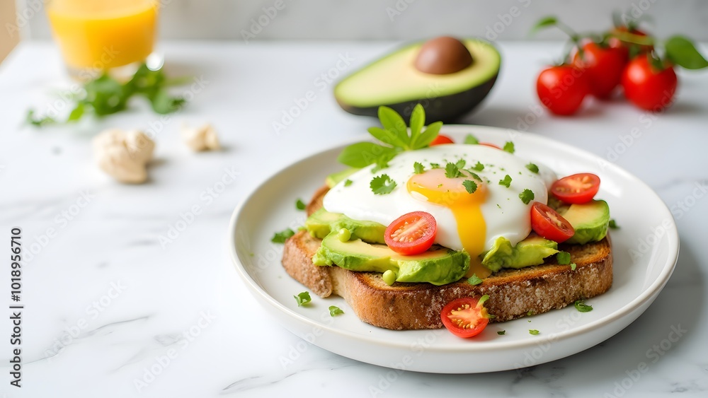 Fresh Morning Meal with Avocado and Eggs Fresh Morning Meal with Avocado and Eggs