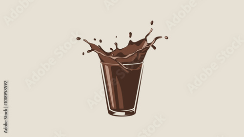 A minimalist composition showcasing the elegance and simplicity of a chocolate milk splash.
