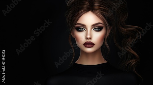 Elegant portrait of a makeup model with striking features