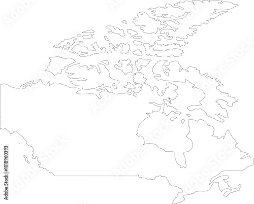 Outline Map of Canda with Borders 