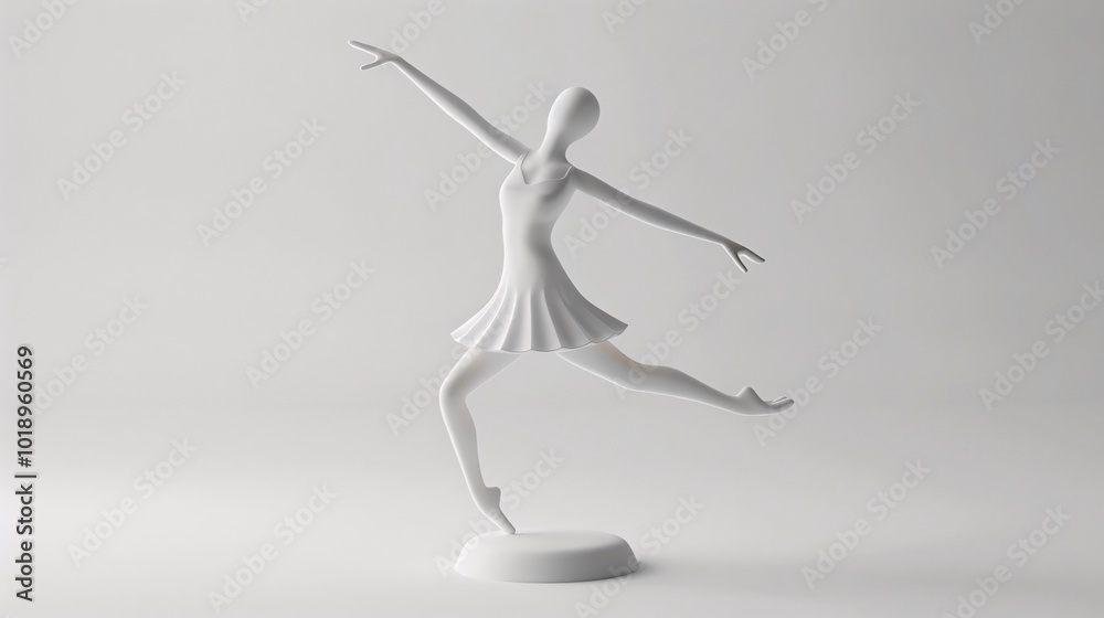 White Ballet Dancer Sculpture: A Study of Graceful Movement White Ballet Dancer Sculpture: A Study of Graceful Movement