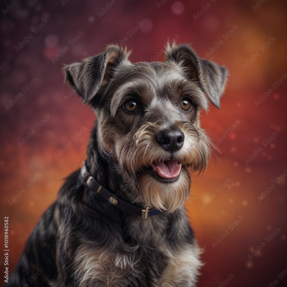 portrait of a calm schnauzer dog bokeh on the wallpaper for any something portrait of a calm schnauzer dog bokeh on the wallpaper for any something