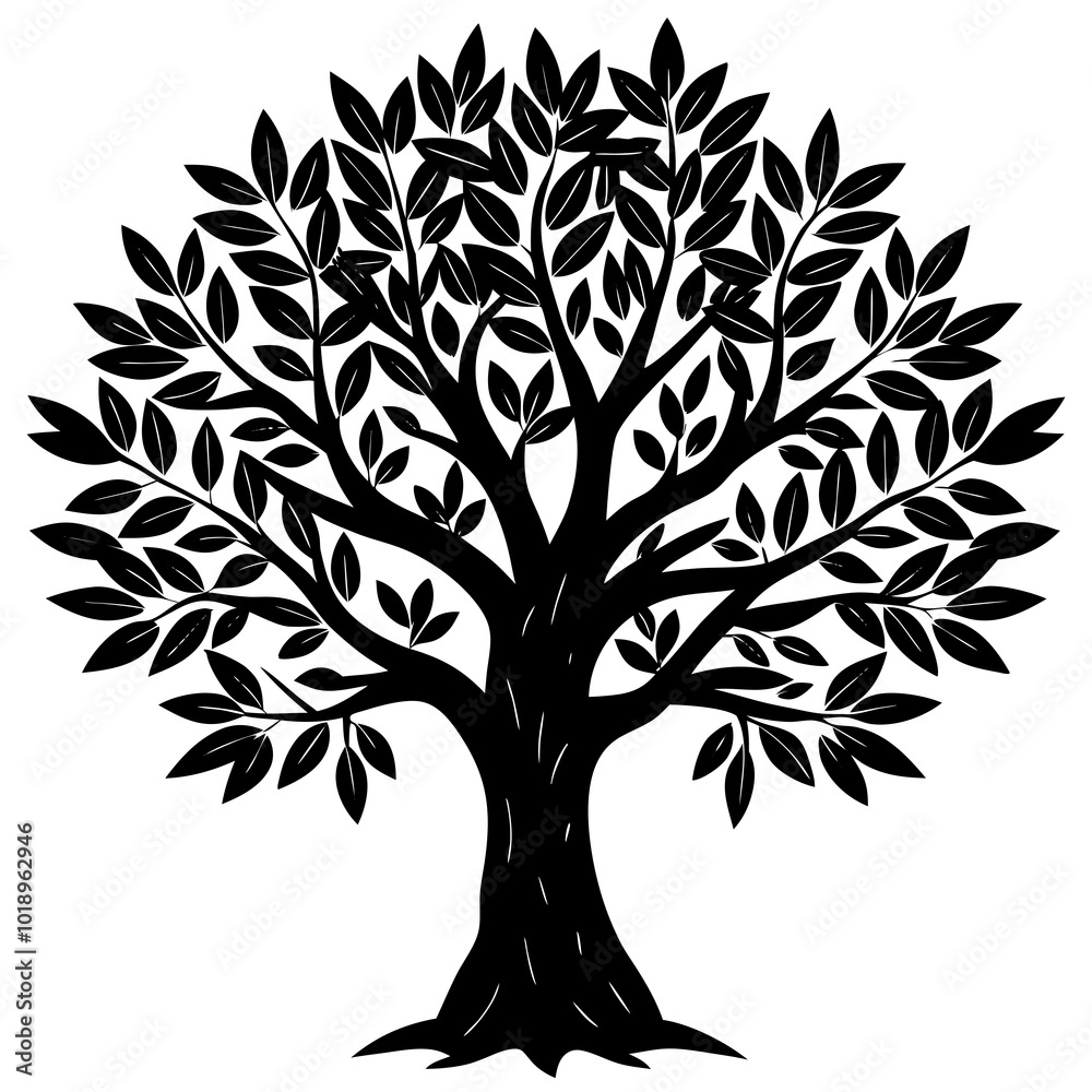 Obraz premium Olive Tree silhouette on white background
