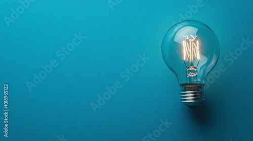 glowing light bulb on a plain background with space for text, perfect for showcasing creative ideas and innovation in a modern and clean design