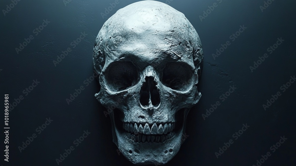 A skull is shown in a black background A skull is shown in a black background