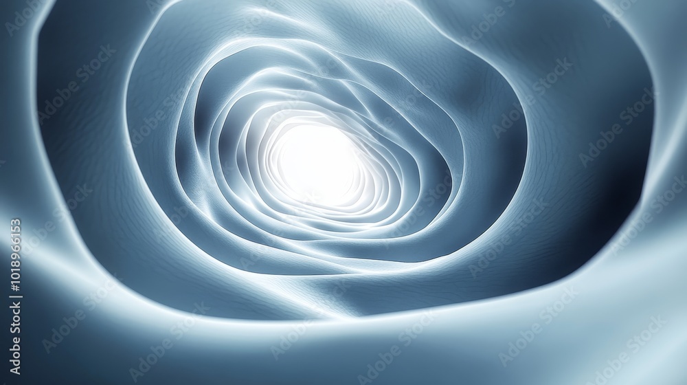 Obraz premium A spiral tunnel with a light shining through it