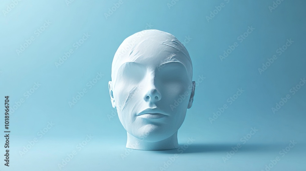 A white head with a face mask covering it A white head with a face mask covering it
