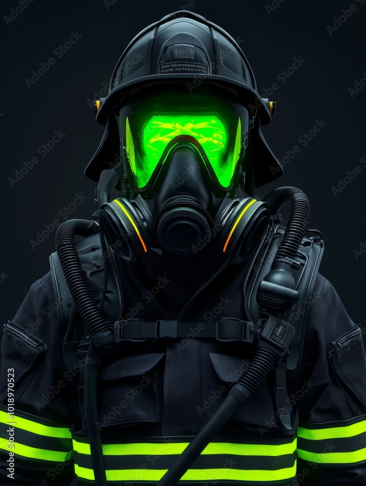 Futuristic Firefighter Suit with Neon Display Futuristic Firefighter Suit with Neon Display