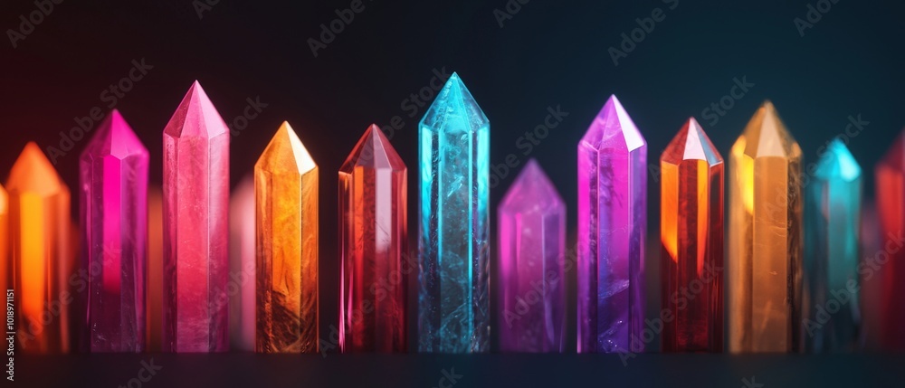 Fototapeta premium Colorful Crystals for Chakra Alignment and Healing