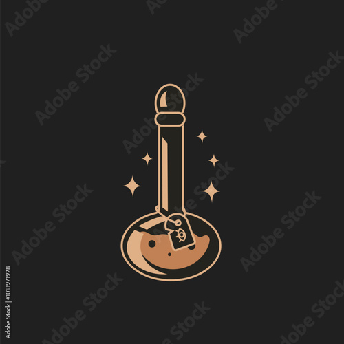 Halloween concept spooky vector illustration set, cartoon potion glass corked bottle stickers, magical elements collection, autumn holiday party decoration, spooky witchy apothecary jars, poison flask