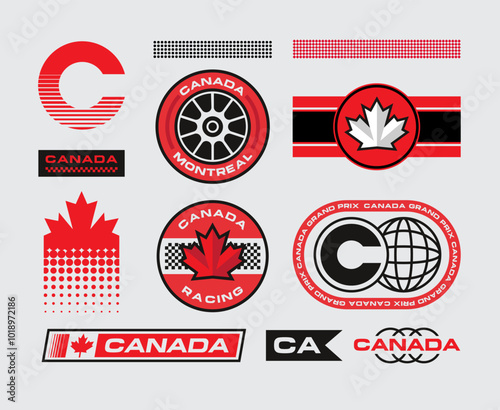 Set streetwear auto racing logo ideas for a clothing brand. Design vector typography for decals auto and t-shirt Canada streetwear clothing y2k style.