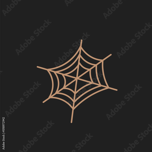 Spider web icon. Outline set of spider vector icons. Set of spider web and halloween cobweb decoration. Spider web vector icon set in orange color. Vector illustration.