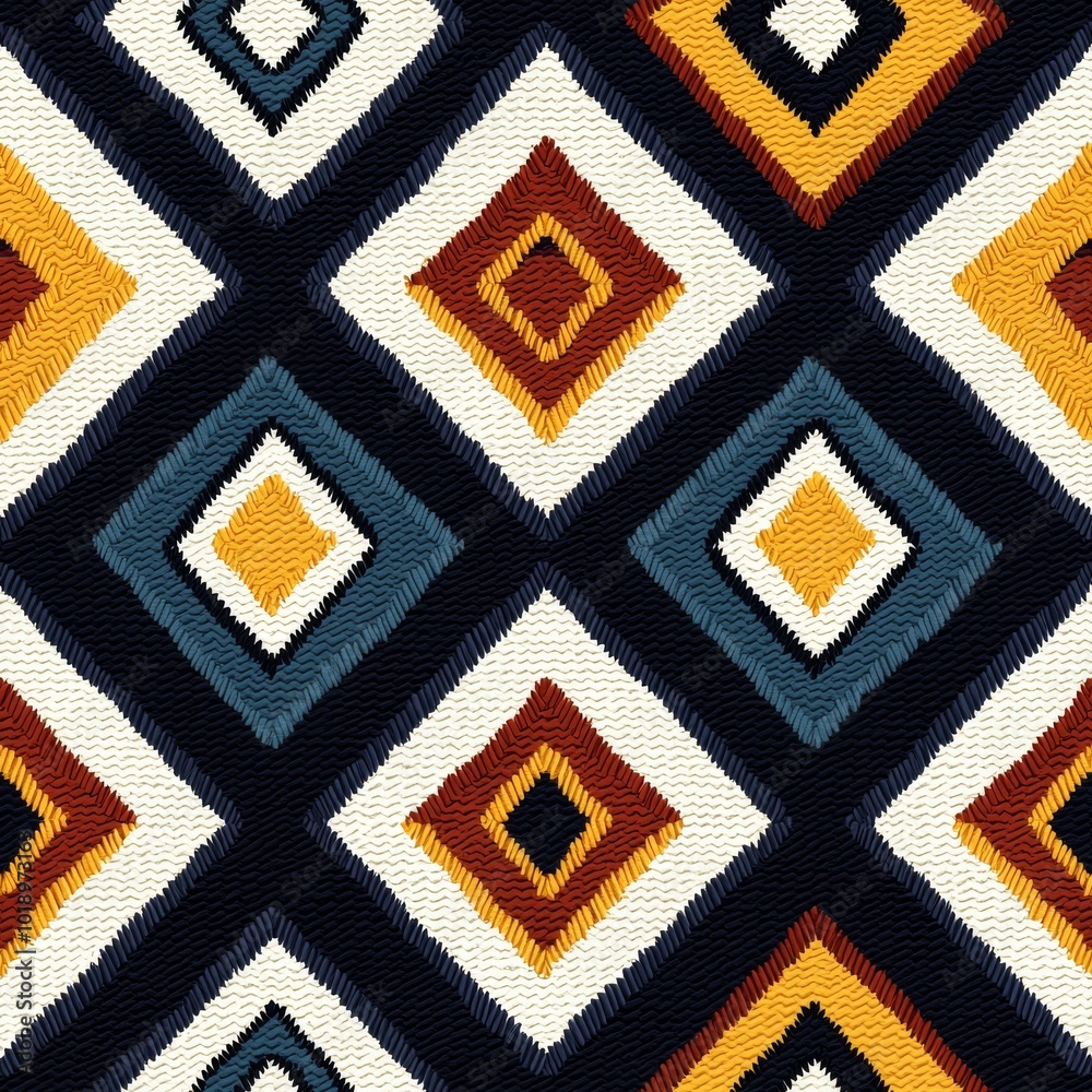 Colorful Ethnic Handmade Diamond Pattern Design Colorful Ethnic Handmade Diamond Pattern Design