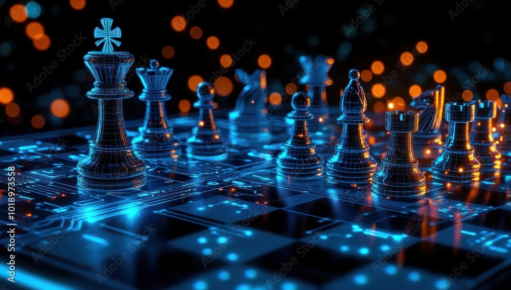 Chessboard with digital chess pieces