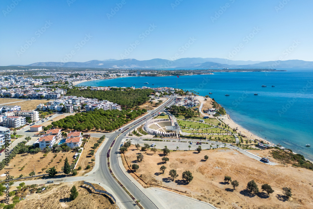 Didim coastline drone view in Turkey Didim coastline drone view in Turkey
