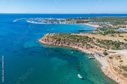 Fototapeta Naklejka Na Ścianę i Meble -  Didim coastline drone view in Turkey