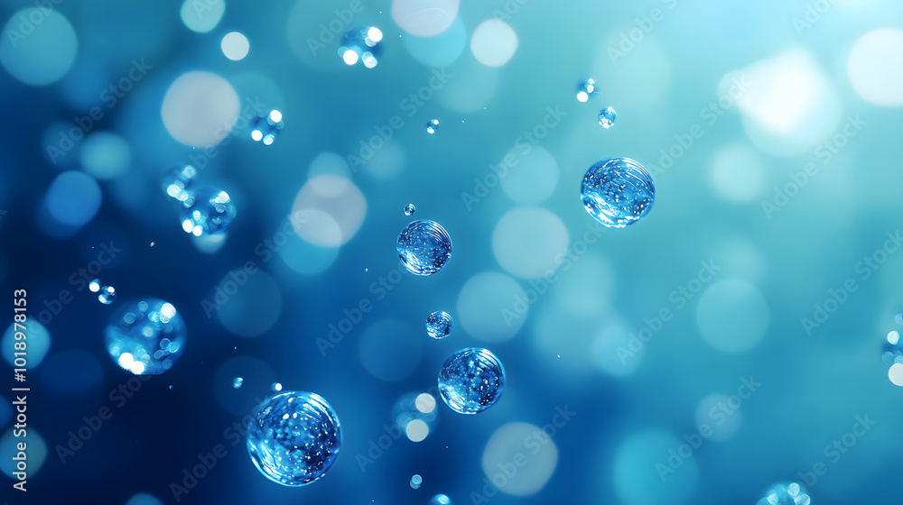Blue background, a simple picture of water molecules in blue and white colors, a science-themed mobile wallpaper design Blue background, a simple picture of water molecules in blue and white colors, a science-themed mobile wallpaper design