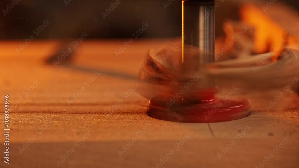 Close up of carpenter's hand, joiner working in workshop.Making wooden furniture. Handcraft.Carpentry, craft.Using CNC machine, cutting shapes from wooden boards in joinery workshop.Slow motion. Close up of carpenter's hand, joiner working in workshop.Making wooden furniture. Handcraft.Carpentry, craft.Using CNC machine, cutting shapes from wooden boards in joinery workshop.Slow motion.