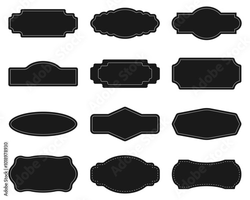 Set of vintage frames.Collection of classic vintage banners.Black blank vector stickers for spices,cereals,tea.
