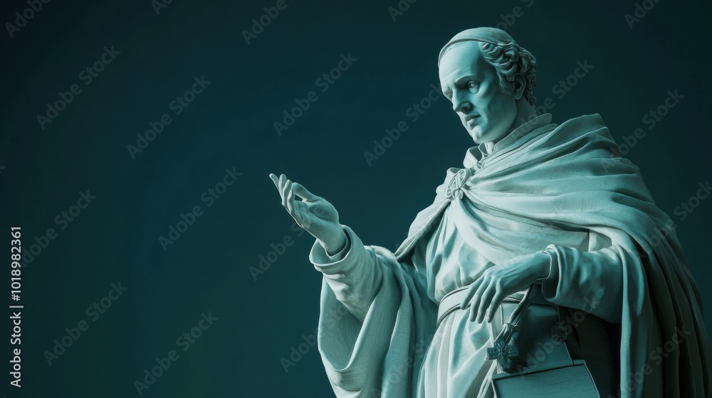 Obraz premium Elegant Sculpture of a Historical Figure: A Reflection on Culture and Religion