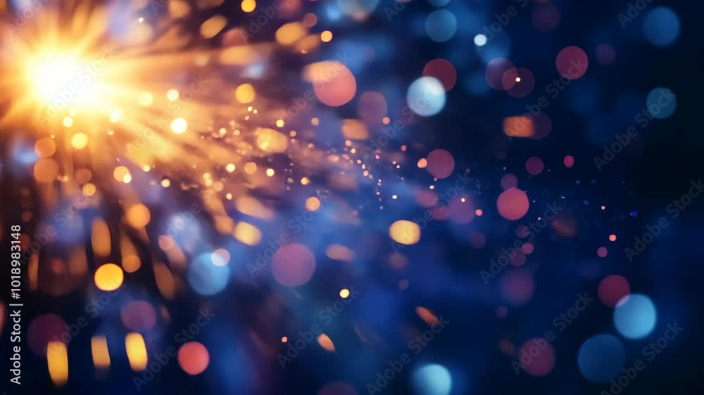 A bright burst of light shines through the dark, creating a beautiful bokeh effect with soft, colorful circles A bright burst of light shines through the dark, creating a beautiful bokeh effect with soft, colorful circles