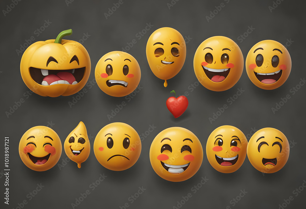 Obraz premium halloween pumpkin faces