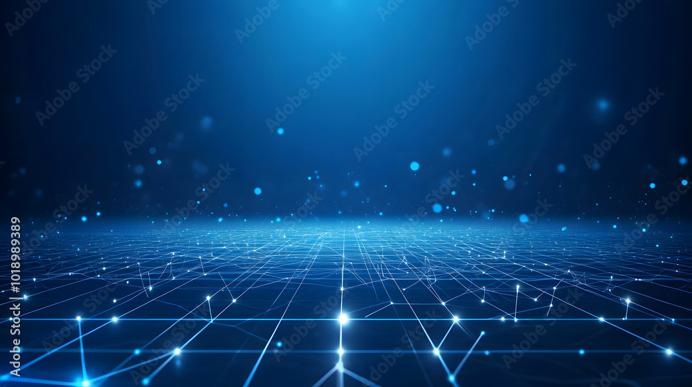 Blue technological background design with glowing connection lines and a grid floor vector presentation design illustration design Blue technological background design with glowing connection lines and a grid floor vector presentation design illustration design