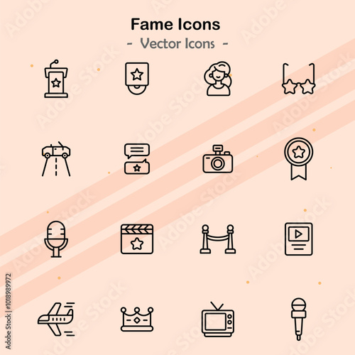 Icons representing themes of fame