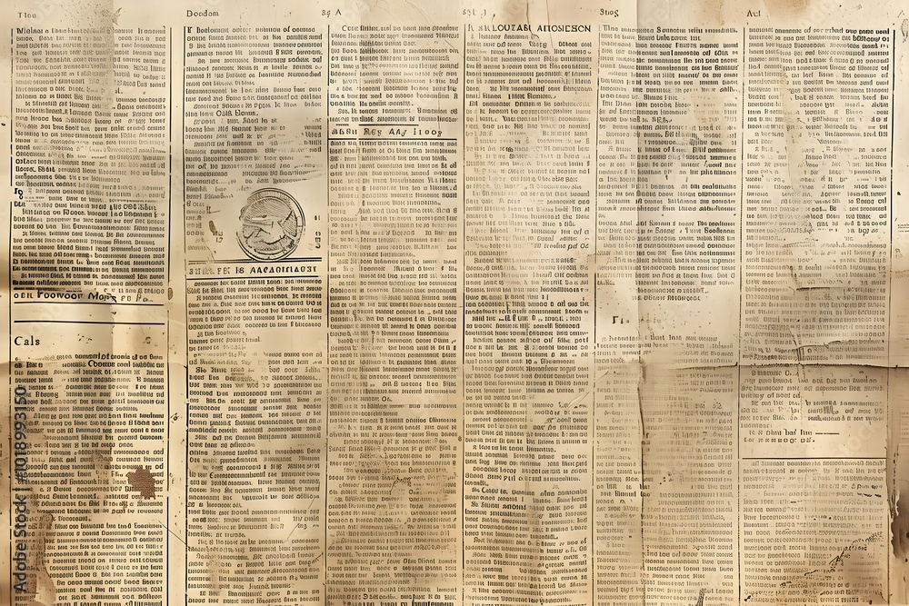 Obraz premium Collage of vintage newspapers, magazines and book pages. Retro grunge style. Aged paper texture for design for print, wallpaper, wrapping paper, textile and scrapbooking