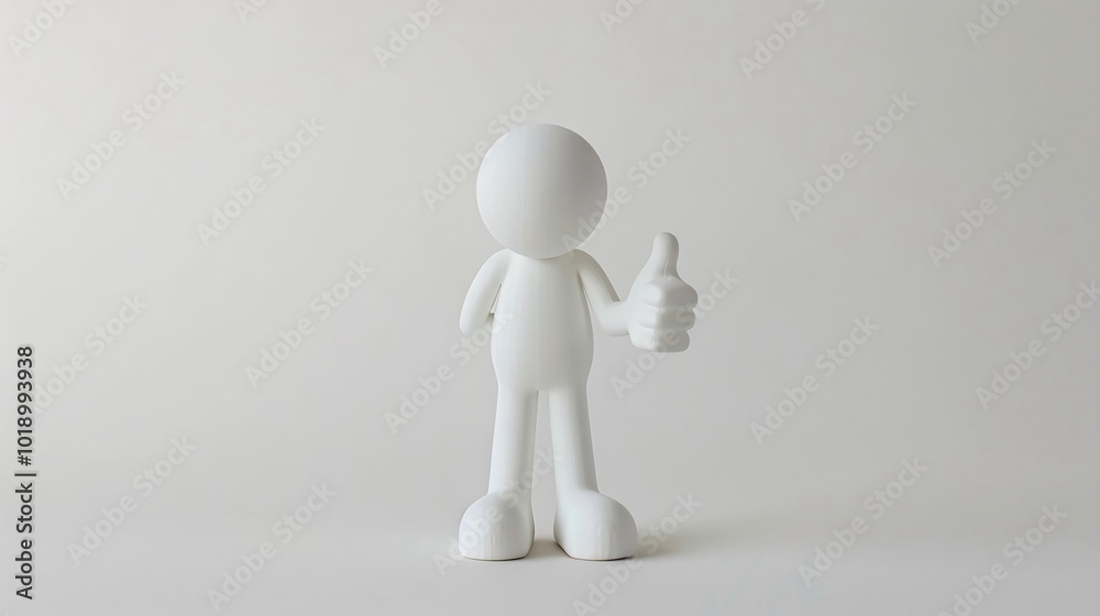 White Figure Giving Thumbs Up on Blank Background White Figure Giving Thumbs Up on Blank Background