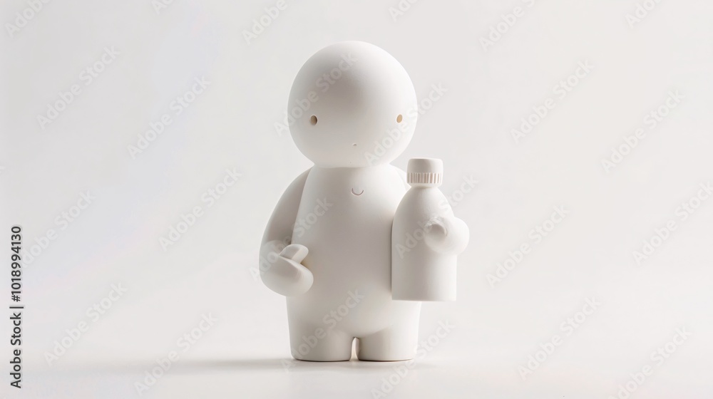 Minimalist White Sculpture Holding a Bottle Minimalist White Sculpture Holding a Bottle