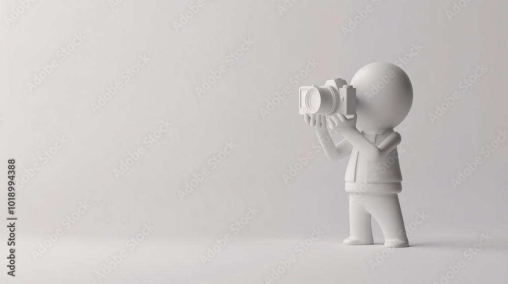 Minimalist Photography Concept: 3D Rendered Figure Capturing the Moment Minimalist Photography Concept: 3D Rendered Figure Capturing the Moment