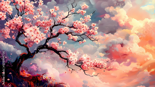 Wallpaper Mural Blossom in spring. Impressionist Sky. Illustration Torontodigital.ca