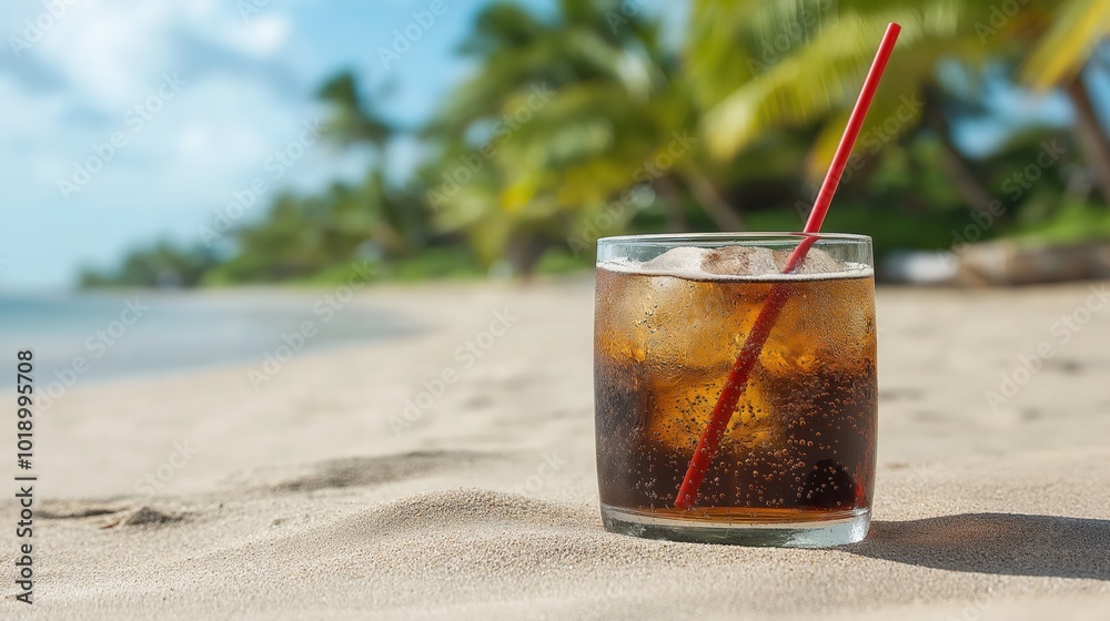 Cola with Ice Cubes at the Beach Cola with Ice Cubes at the Beach