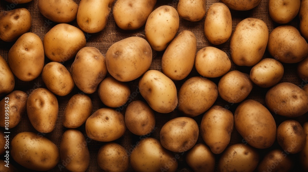 Pile of fresh potatoes on sale in vegetable stand display at supermarket show organic food. Neural network ai generated art Pile of fresh potatoes on sale in vegetable stand display at supermarket show organic food. Neural network ai generated art