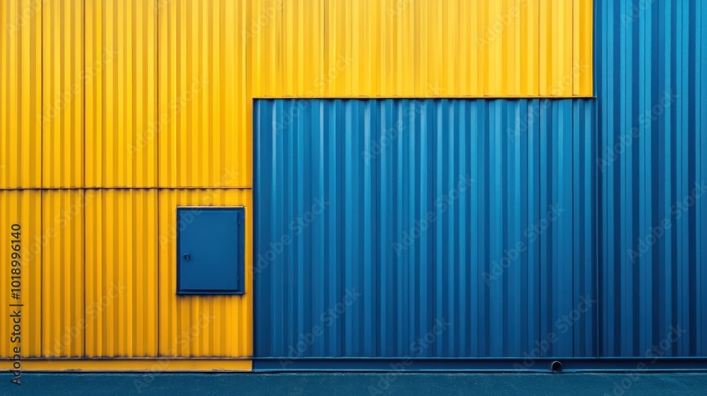 Abstract Architecture with Yellow and Blue Abstract Architecture with Yellow and Blue