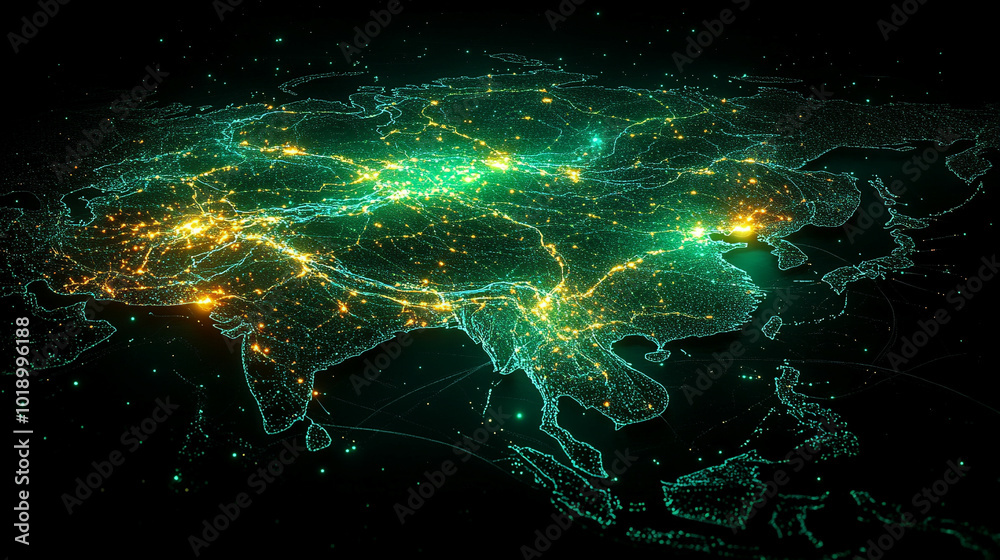Eastern Asia symbolizes a connected technological future, illustrating networks, innovation, and the fusion of tradition and modernity in the Asian landscape Eastern Asia symbolizes a connected technological future, illustrating networks, innovation, and the fusion of tradition and modernity in the Asian landscape