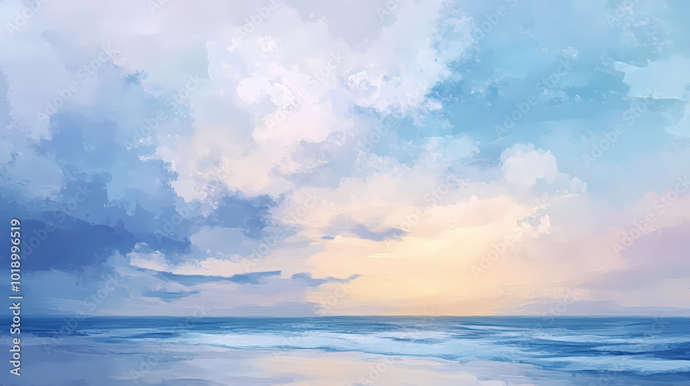 Coastal bliss: abstract seaside impressionist painting. Impressionist Sky. Illustration